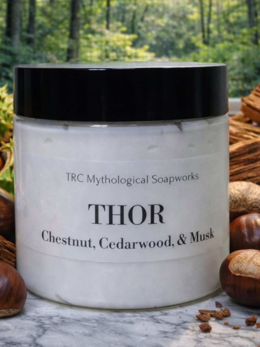 THOR Chestnut & Cedar Men's Body Cream. Artisan Handmade Lotion.